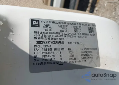 2012 Chevrolet Silverado 1500 Lt from USA, damaged, VIN 3GCPKSE7XCG305564